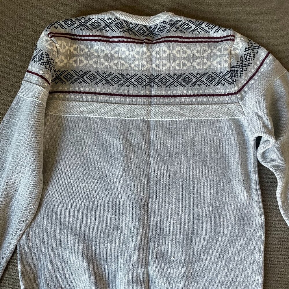 Cedarwood State Fair Isle Knit Sweater Gray Burgundy Small